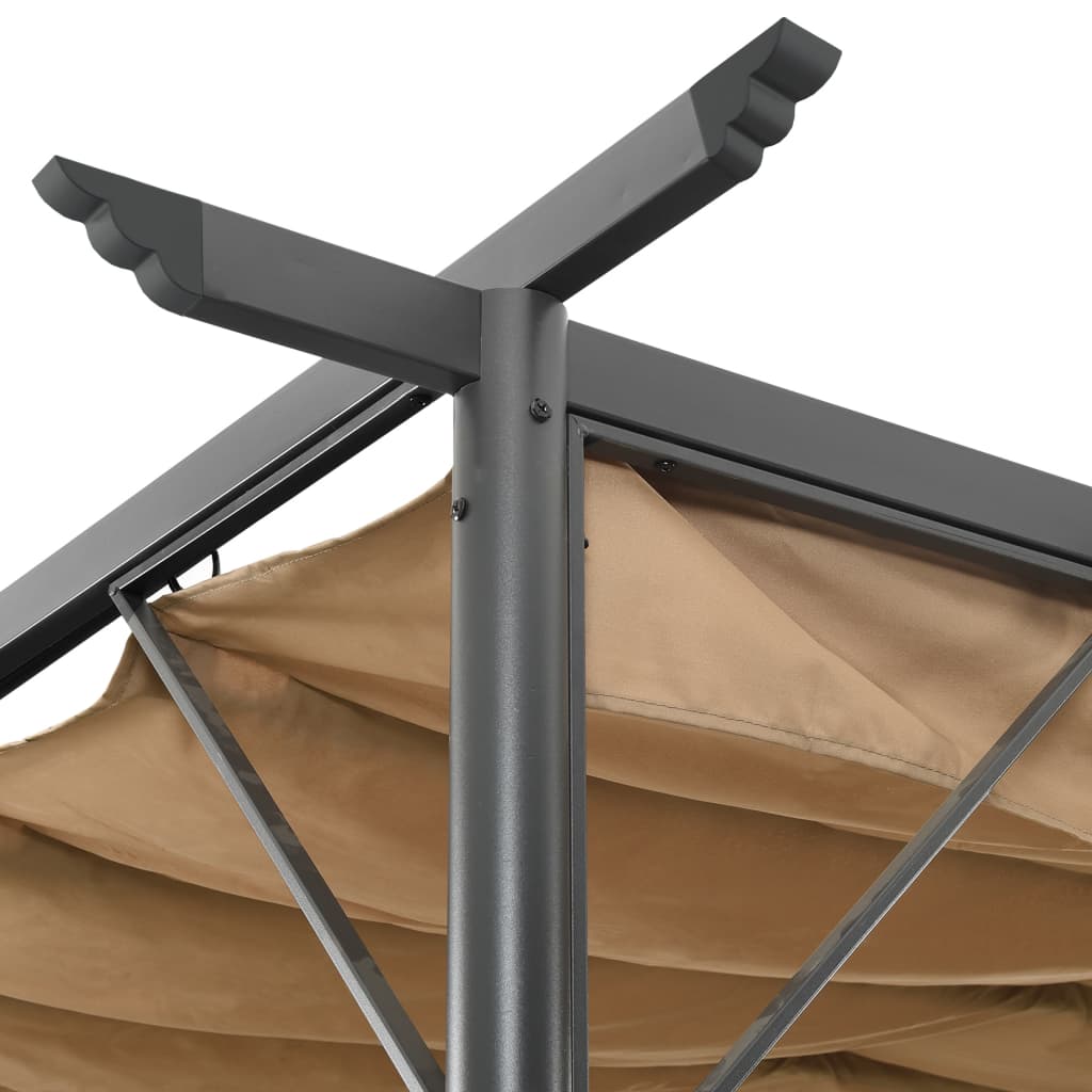 vidaXL Pergola met uittrekbaar dak 180 g/m² 3x3 m staal taupe