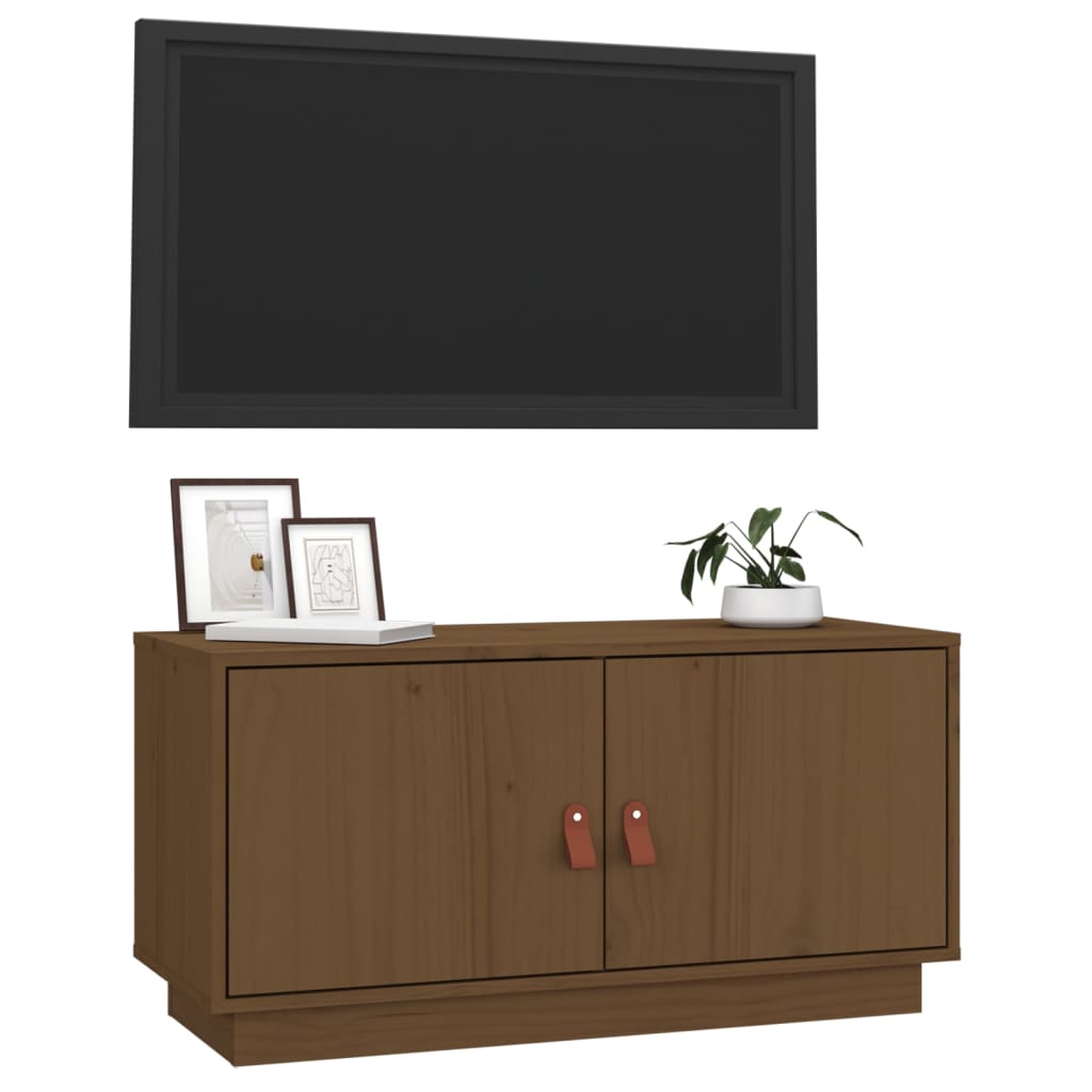 vidaXL Tv-meubel 80x34x40 cm massief grenenhout honingbruin