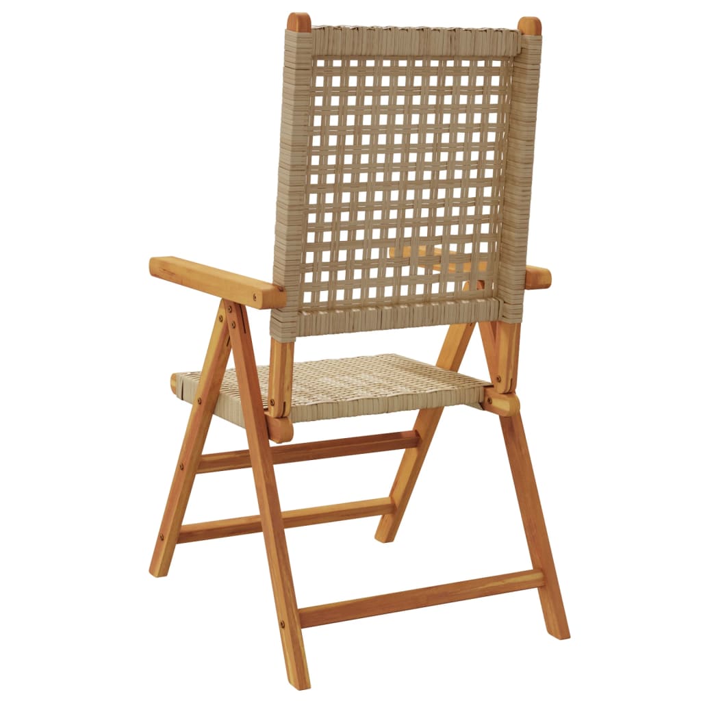 vidaXL Tuinstoelen 2 st massief acaciahout en poly rattan beige