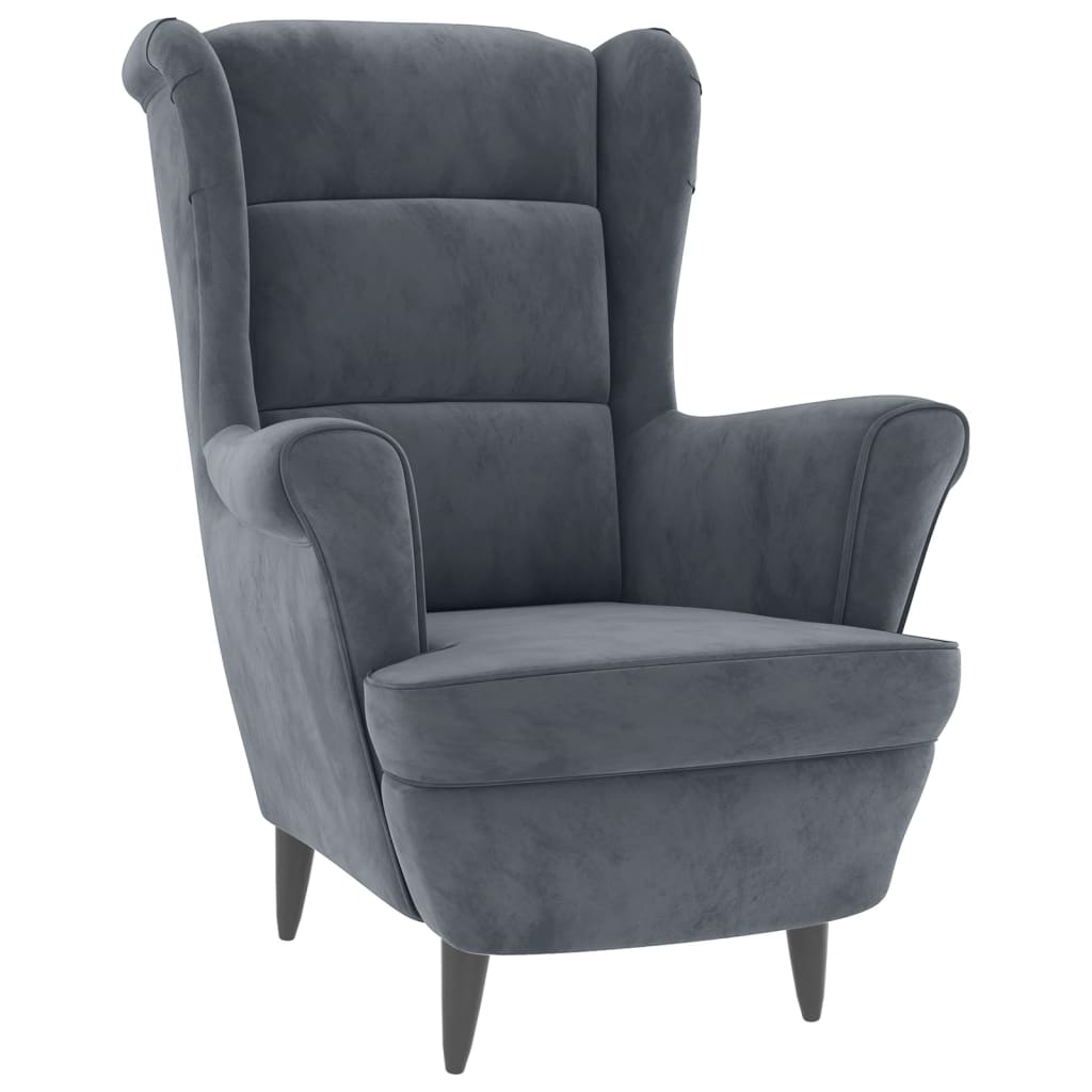 vidaXL Fauteuil met voetenbank fluweel donkergrijs