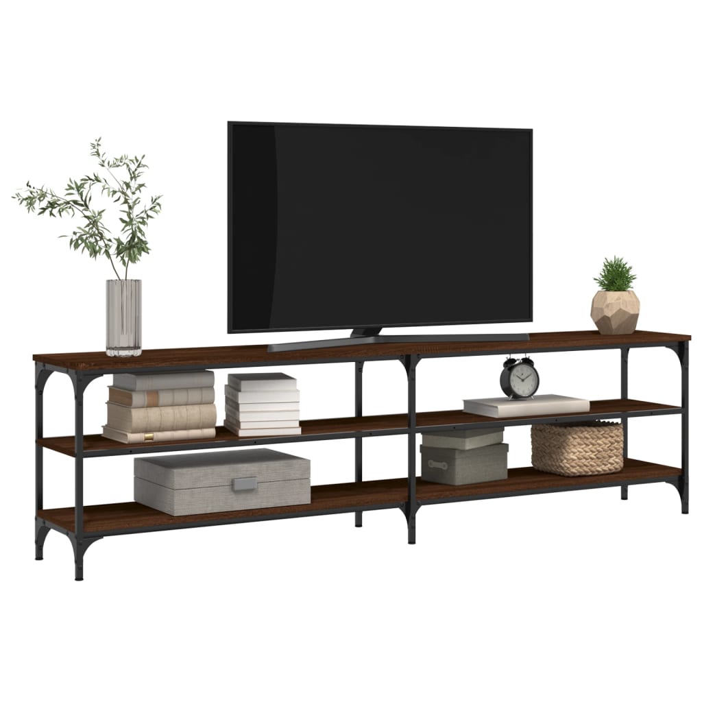 vidaXL Tv-meubel 180x30x50 cm bewerkt hout metaal bruin eikenkleur