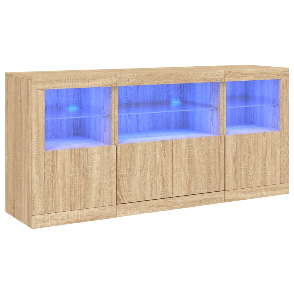 Dressoir Alva 50x238x90 cm old teak met verlichting