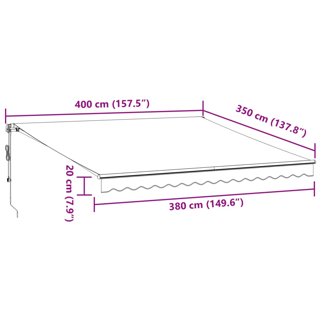 vidaXL Luifel automatisch uittrekbaar LED 400x350 cm antraciet en wit