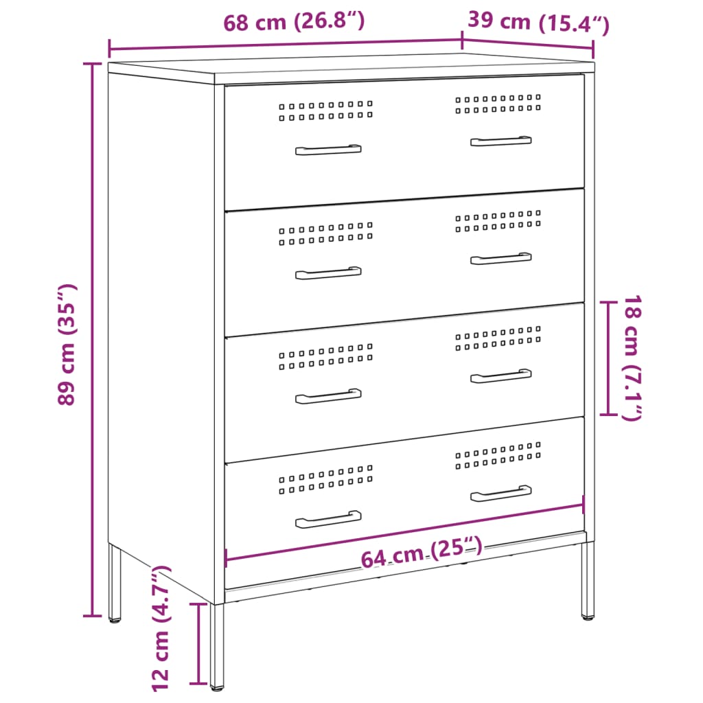 vidaXL Dressoir 68x39x89 cm staal antracietkleurig