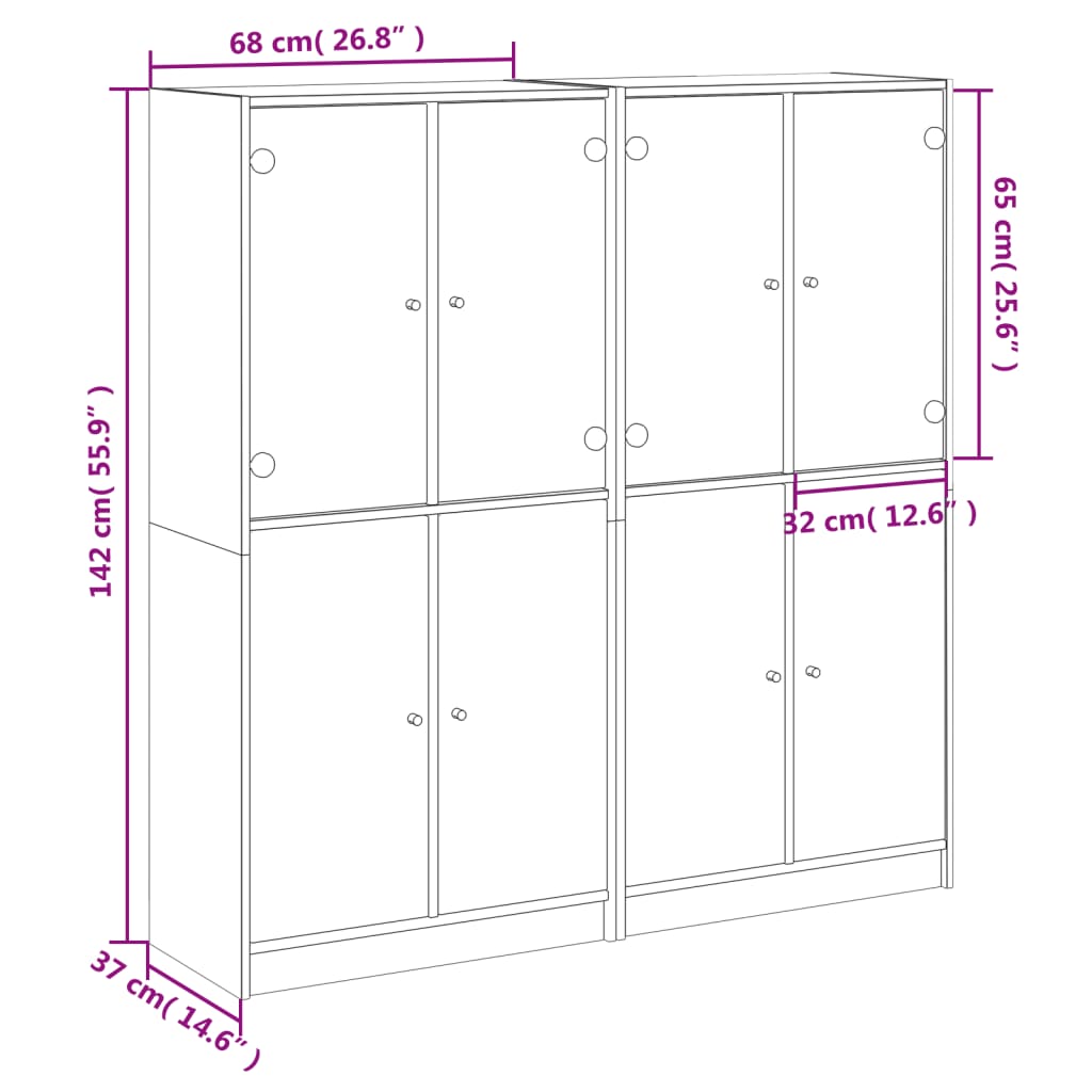 vidaXL Boekenkast met deuren 136x37x142 cm hout sonoma eikenkleurig