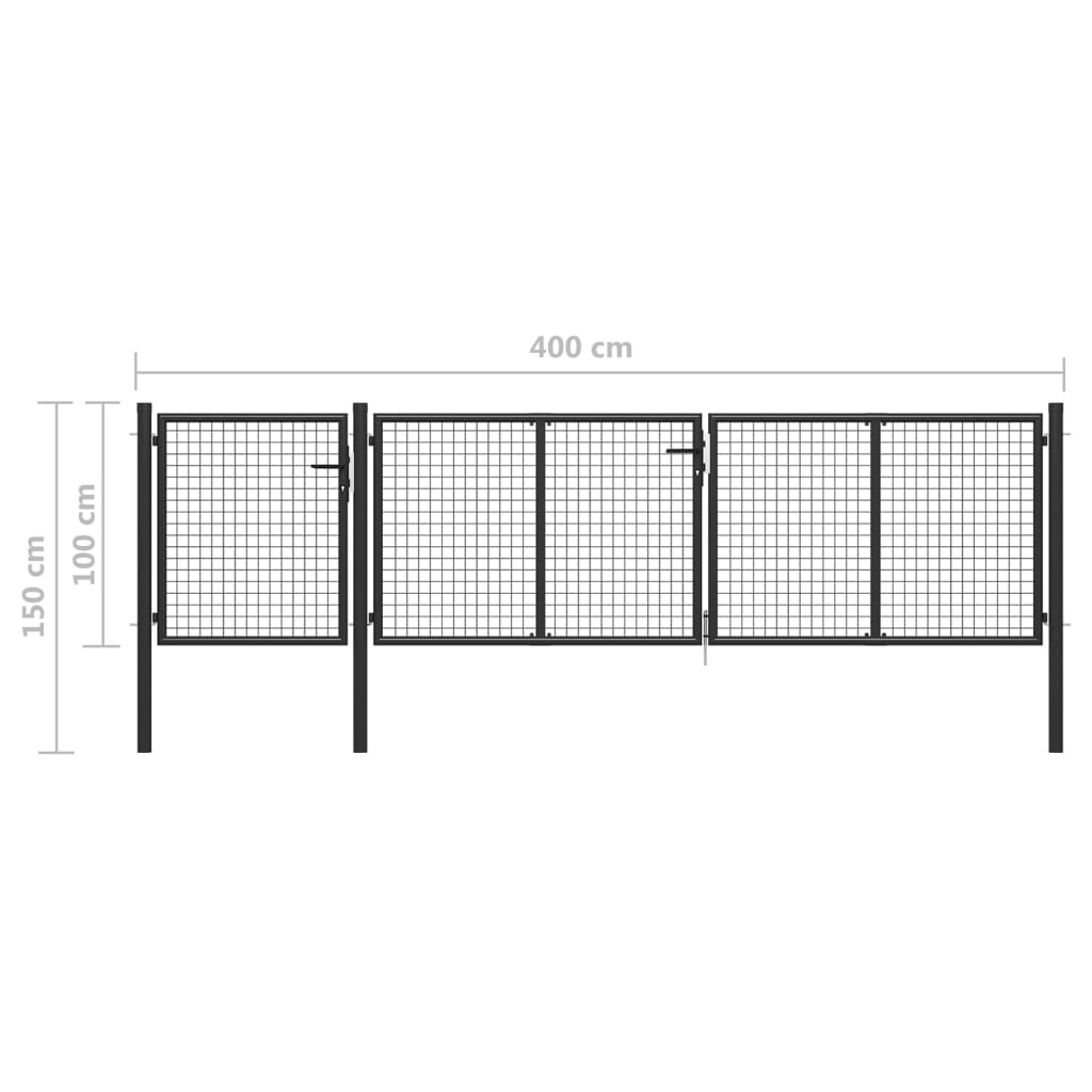 vidaXL Poort 400x100 cm staal antraciet