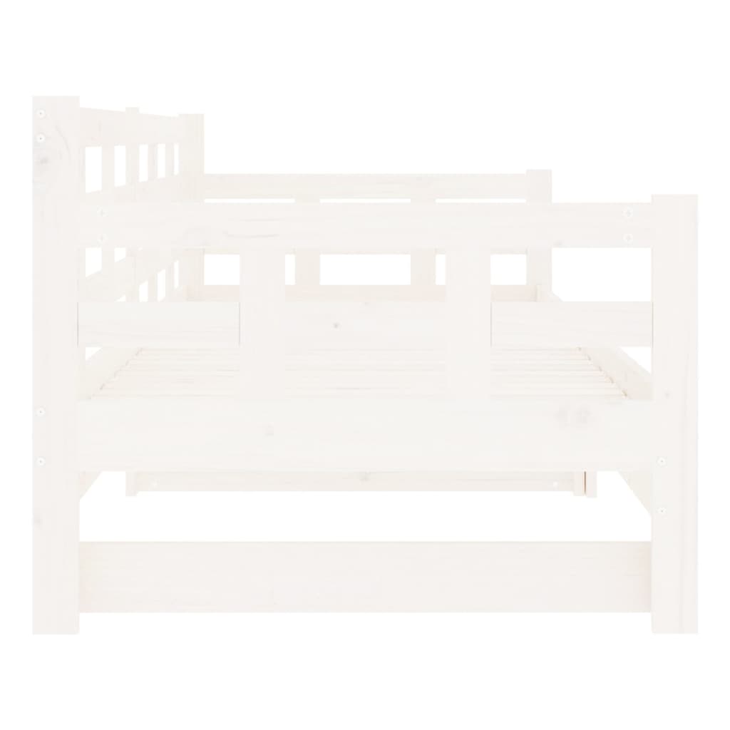 vidaXL Slaapbank uitschuifbaar massief grenenhout wit 2x(90x190) cm