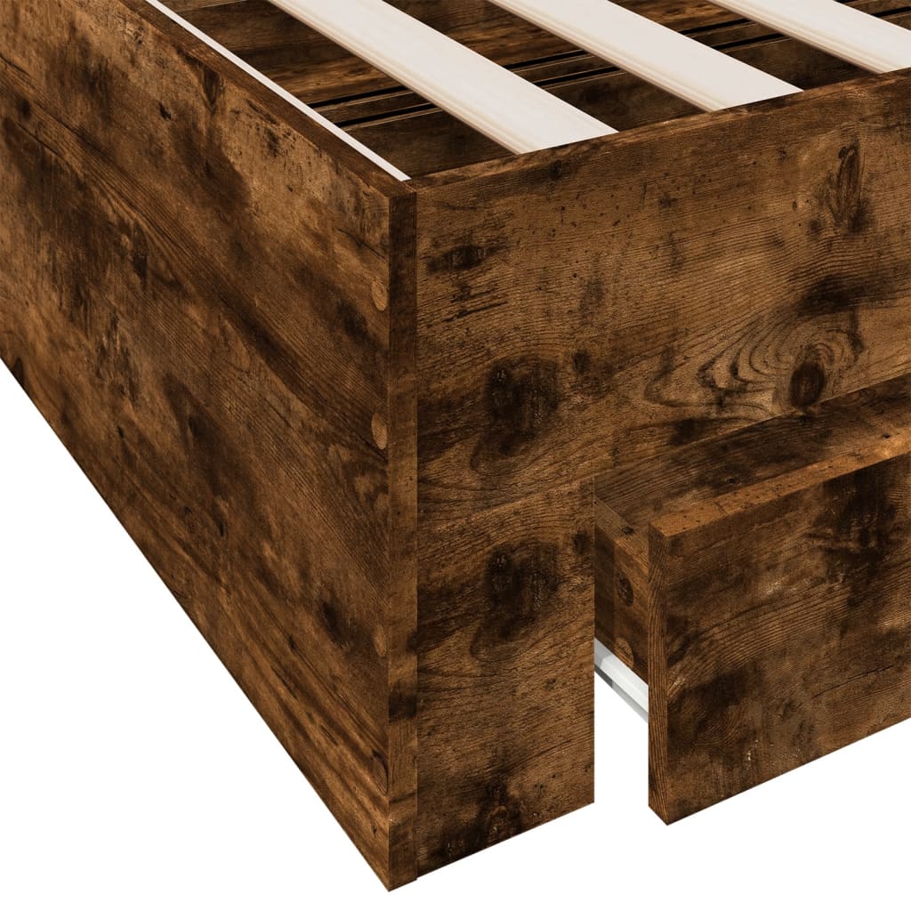 vidaXL Bedframe met lades bewerkt hout gerookt eikenkleurig 120x200 cm