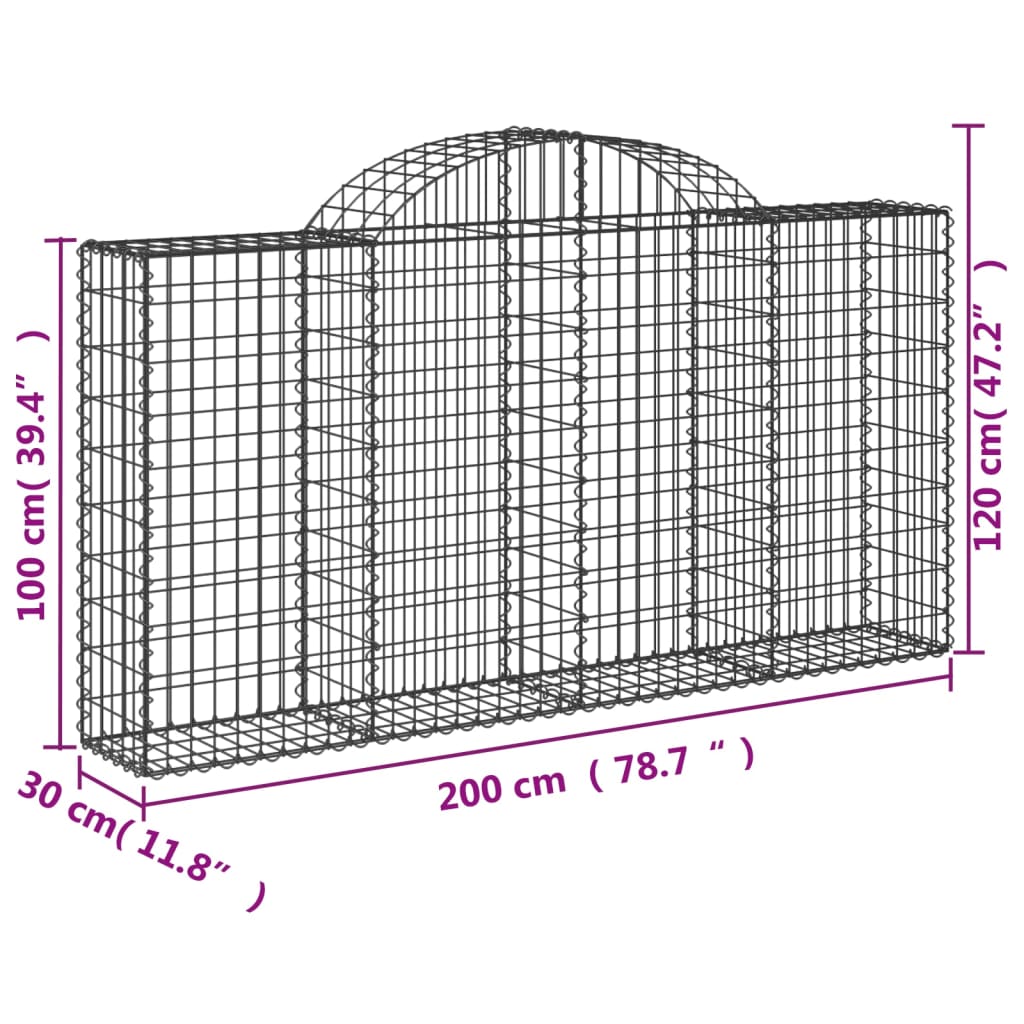 vidaXL Schanskorven 20 st gewelfd 200x30x100/120 cm ijzer