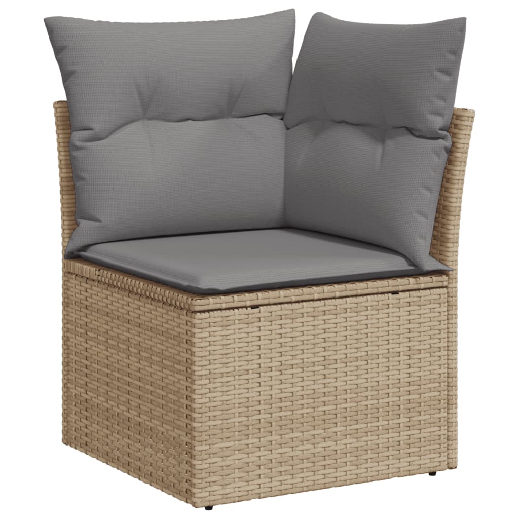 vidaXL 11-delige Loungeset met kussens poly rattan gemengd beige