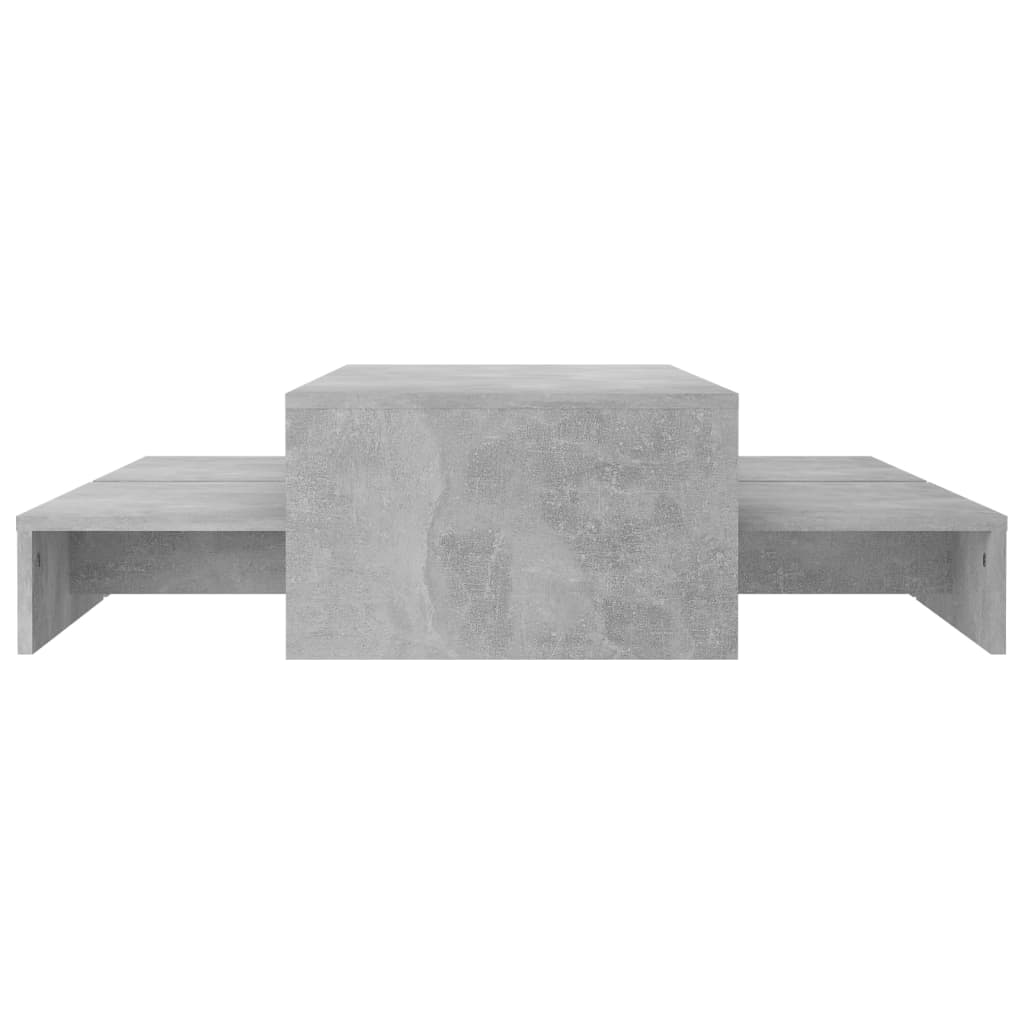 vidaXL Salontafelset 100x100x26,5 cm spaanplaat betongrijs