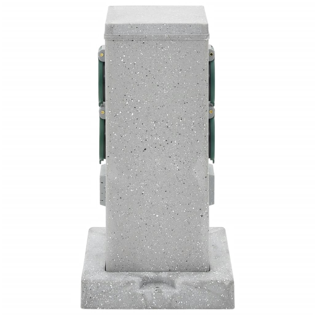 vidaXL Tuinstopcontact grondpin 4-wegs steen-look 16x16x29,5 cm grijs