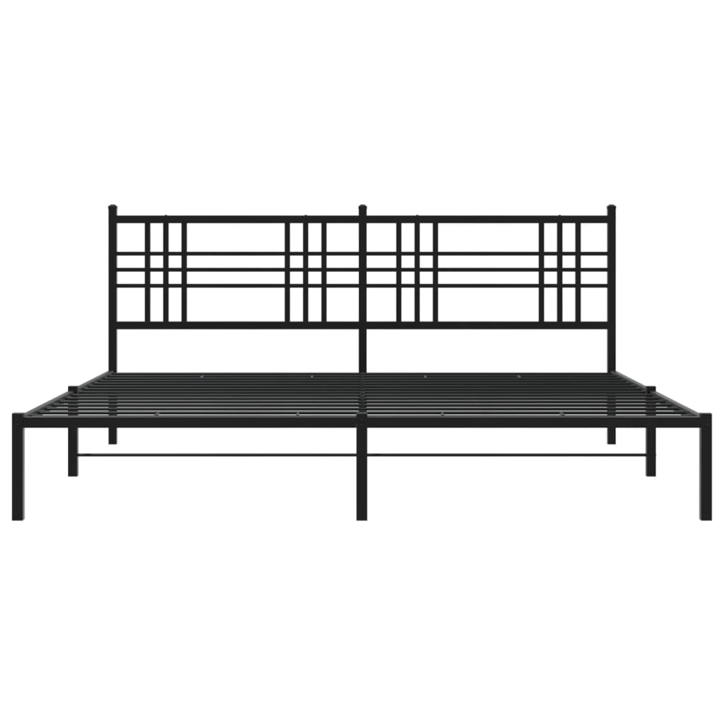 vidaXL Bedframe met hoofdbord metaal zwart 80x200 cm, bed, bed ombouw, eenpersoonsbed, bedbodem, slaapkamermeubel, 1 persoonsbed, logeerbed, tienerbed