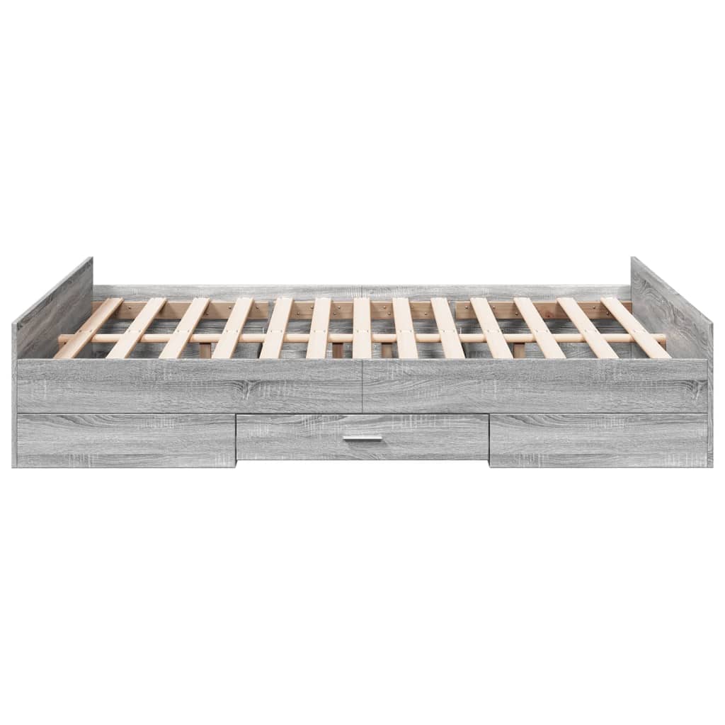 vidaXL Bedframe met lades bewerkt hout grijs sonoma eiken 120x200 cm