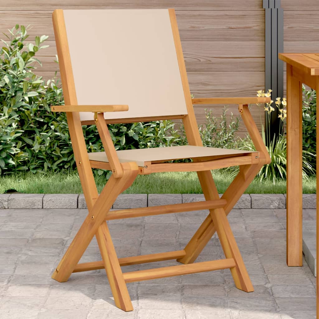 vidaXL Tuinstoelen 2 st massief acaciahout en stof beige