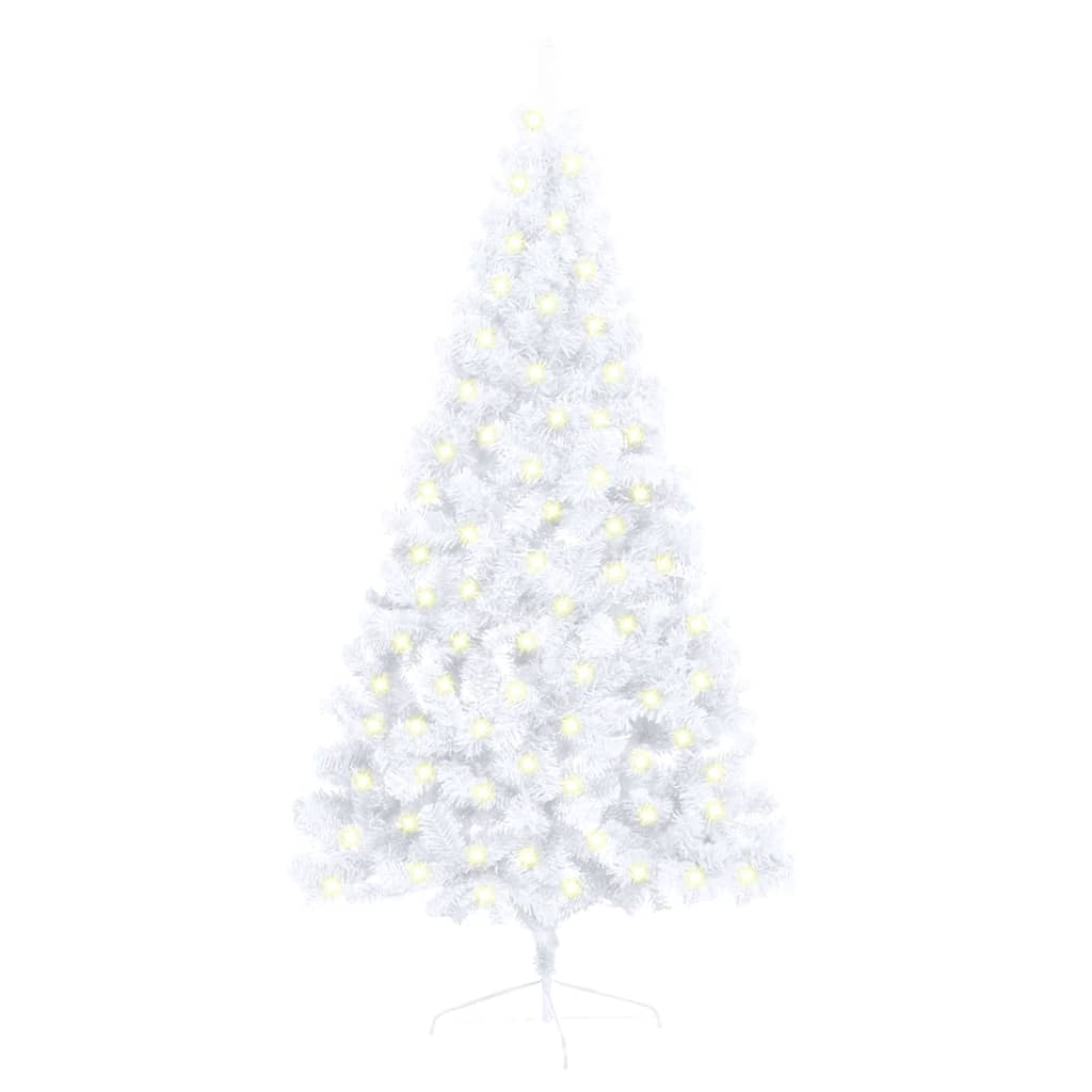 vidaXL Kunstkerstboom met verlichting half standaard 150 cm PVC wit