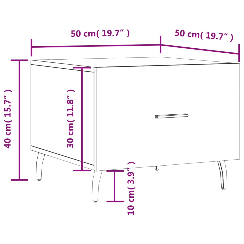 vidaXL Salontafel 50x50x35 cm bewerkt hout sonoma eikenkleurig