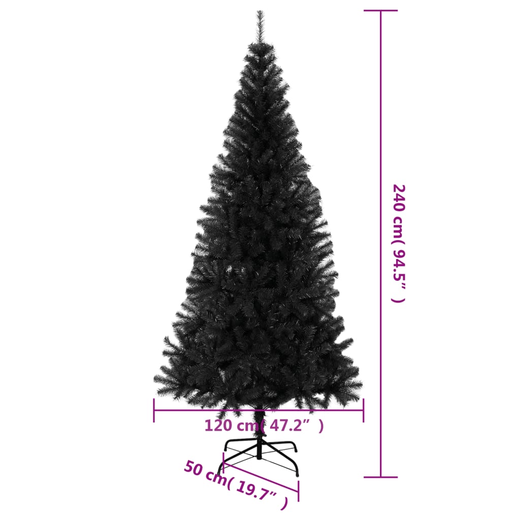 vidaXL Kunstkerstboom met standaard 240 cm PVC zwart
