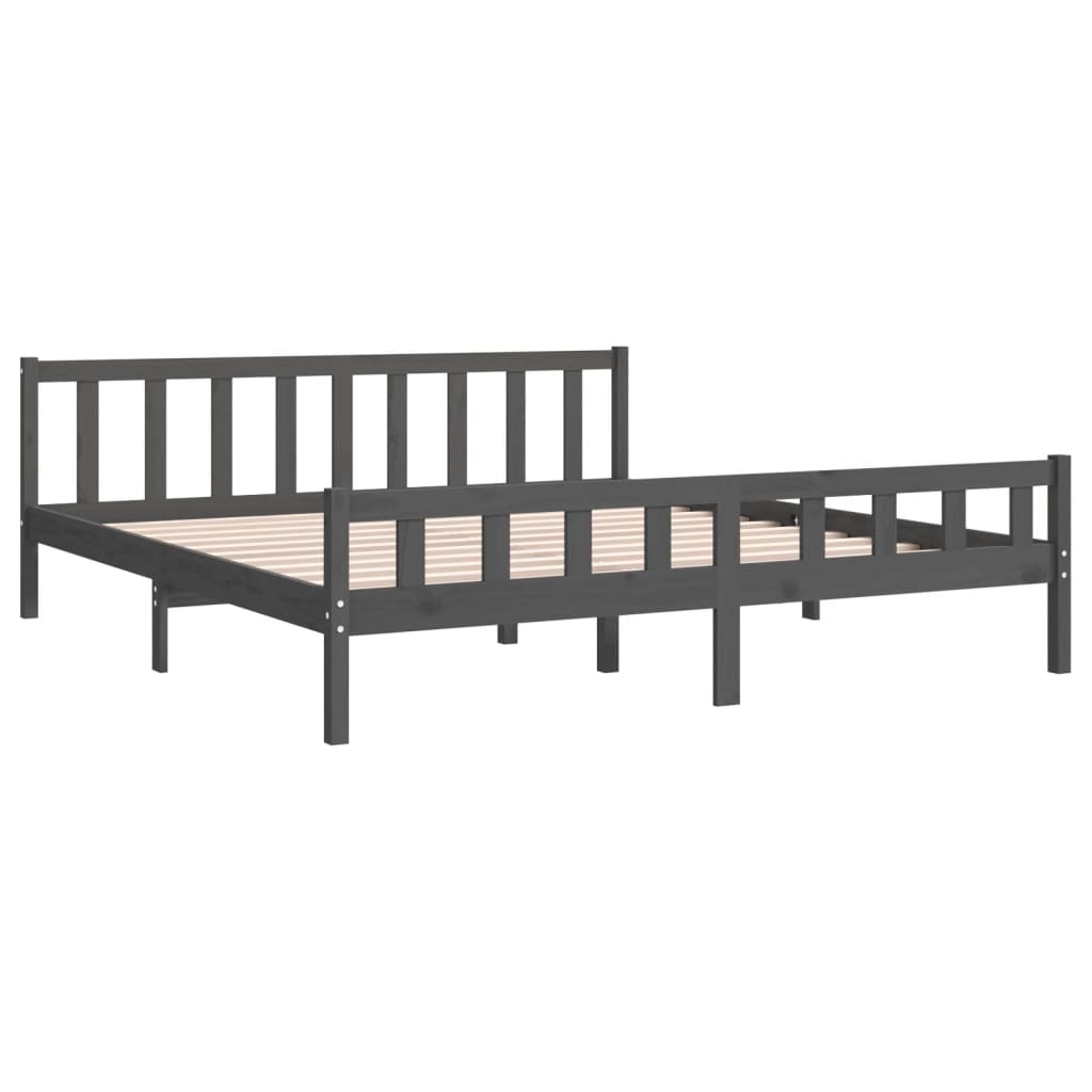 vidaXL Bedframe massief hout grijs 160x200 cm