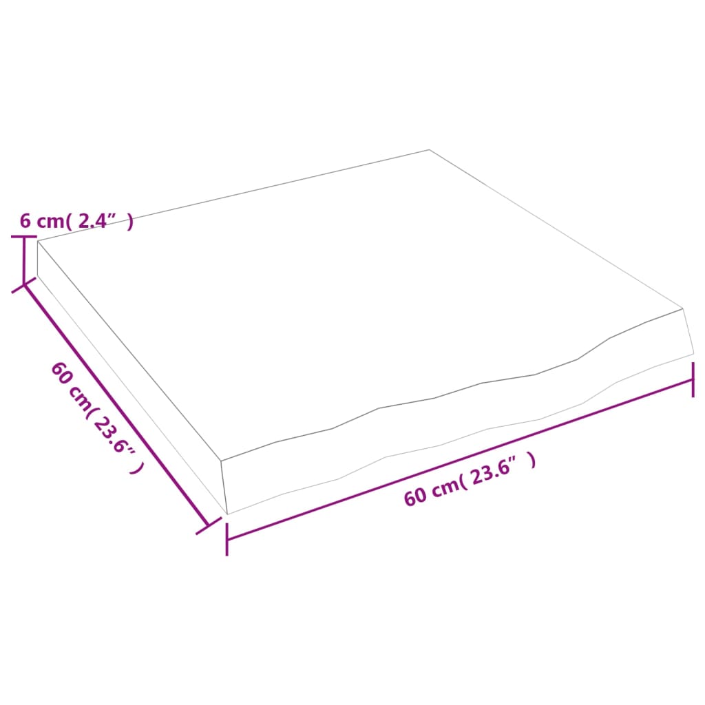 vidaXL Tafelblad 60x60x(2-6) cm behandeld massief eikenhout lichtbruin