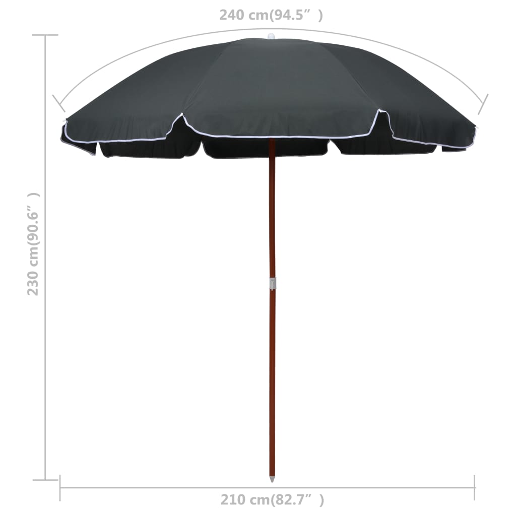 vidaXL Parasol met stalen paal 240 cm antracietkleurig