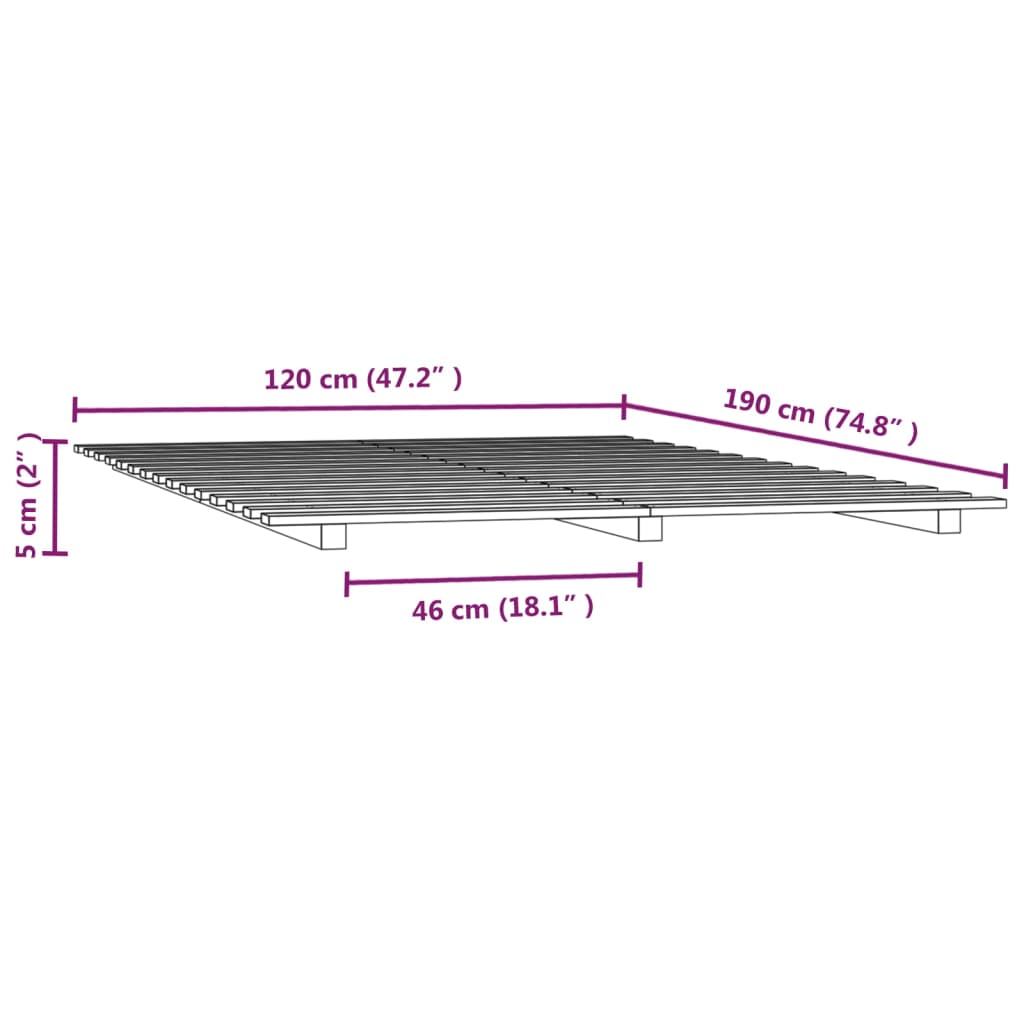 vidaXL Bedframe massief grenenhout 120 x 190 cm