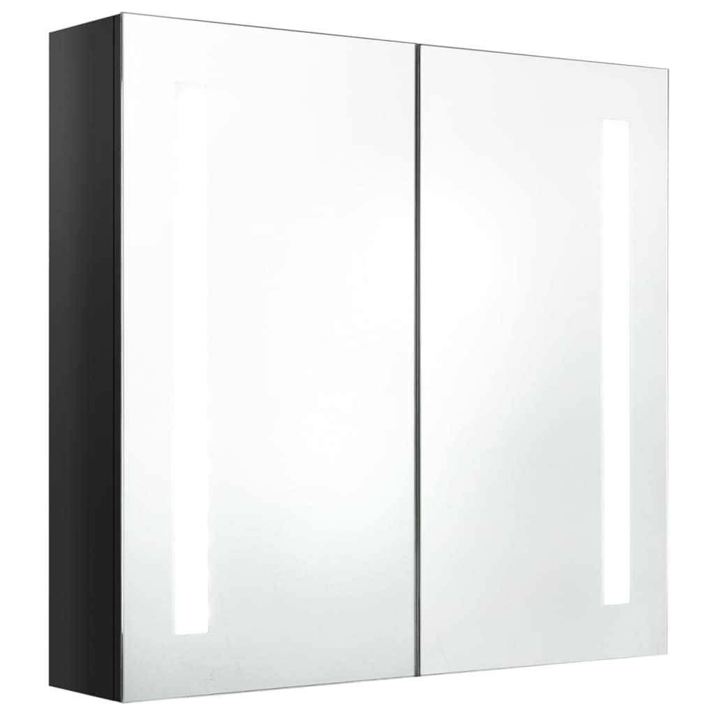 vidaXL Badkamerkast met spiegel en LED 62x14x60 cm glanzend zwart