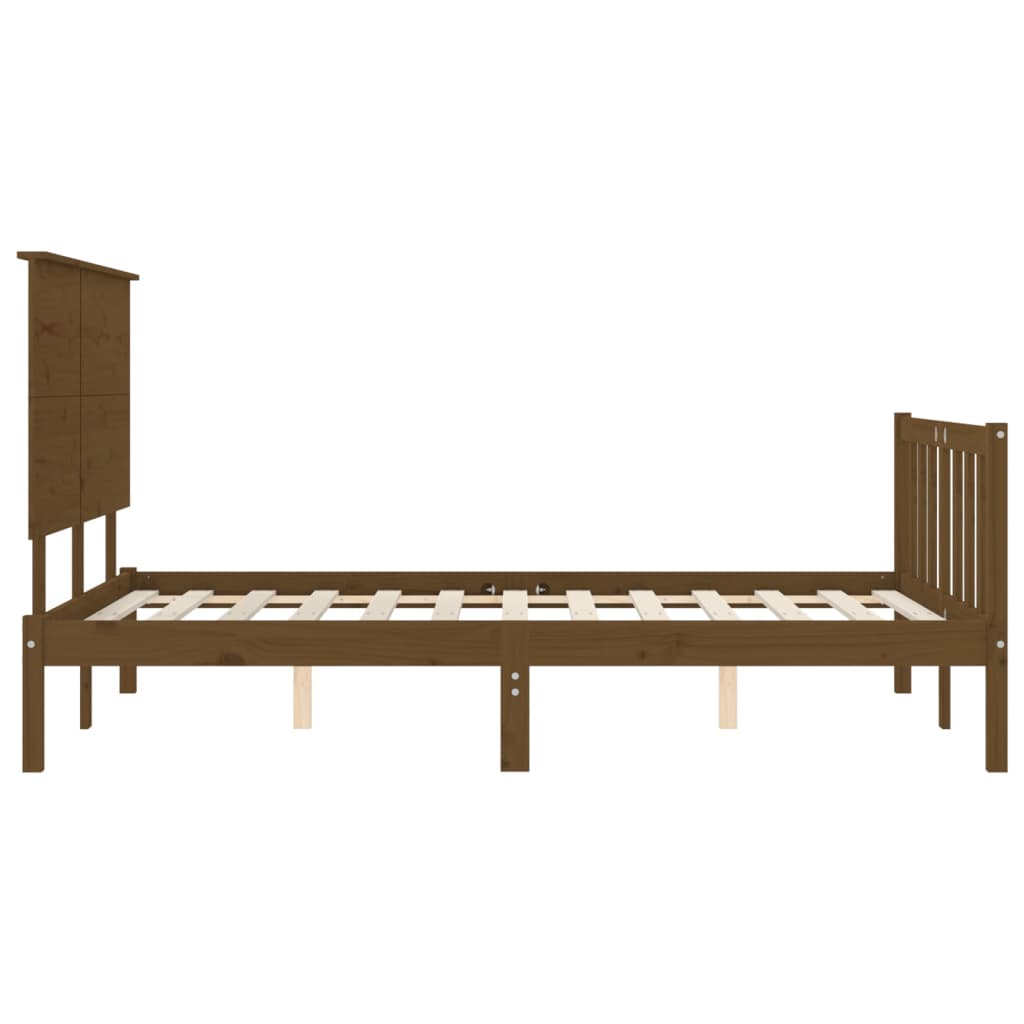 vidaXL Bedframe met hoofdbord massief hout honingbruin 200x200 cm