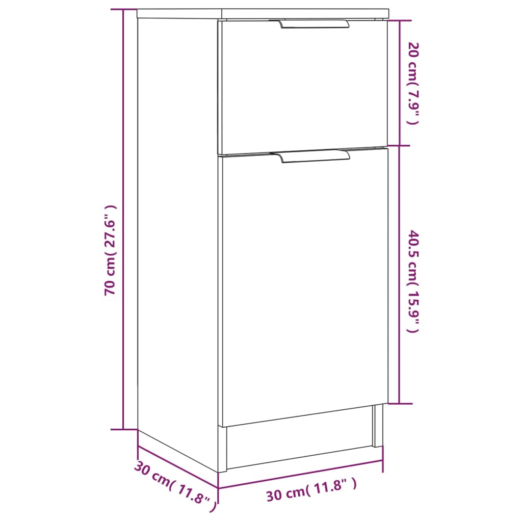 vidaXL Dressoir 30x30x70 cm bewerkt hout wit