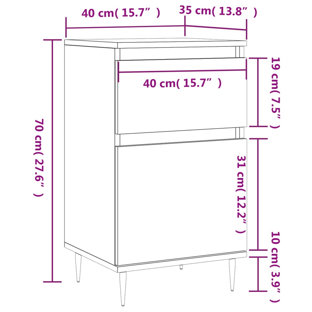 vidaXL Dressoir 40x35x70 cm bewerkt hout gerookt eikenkleurig