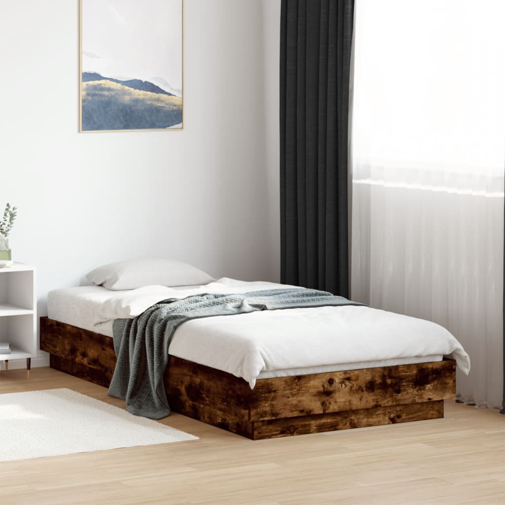 vidaXL Bedframe zonder matras hout gerookt eikenkleurig 75x190 cm