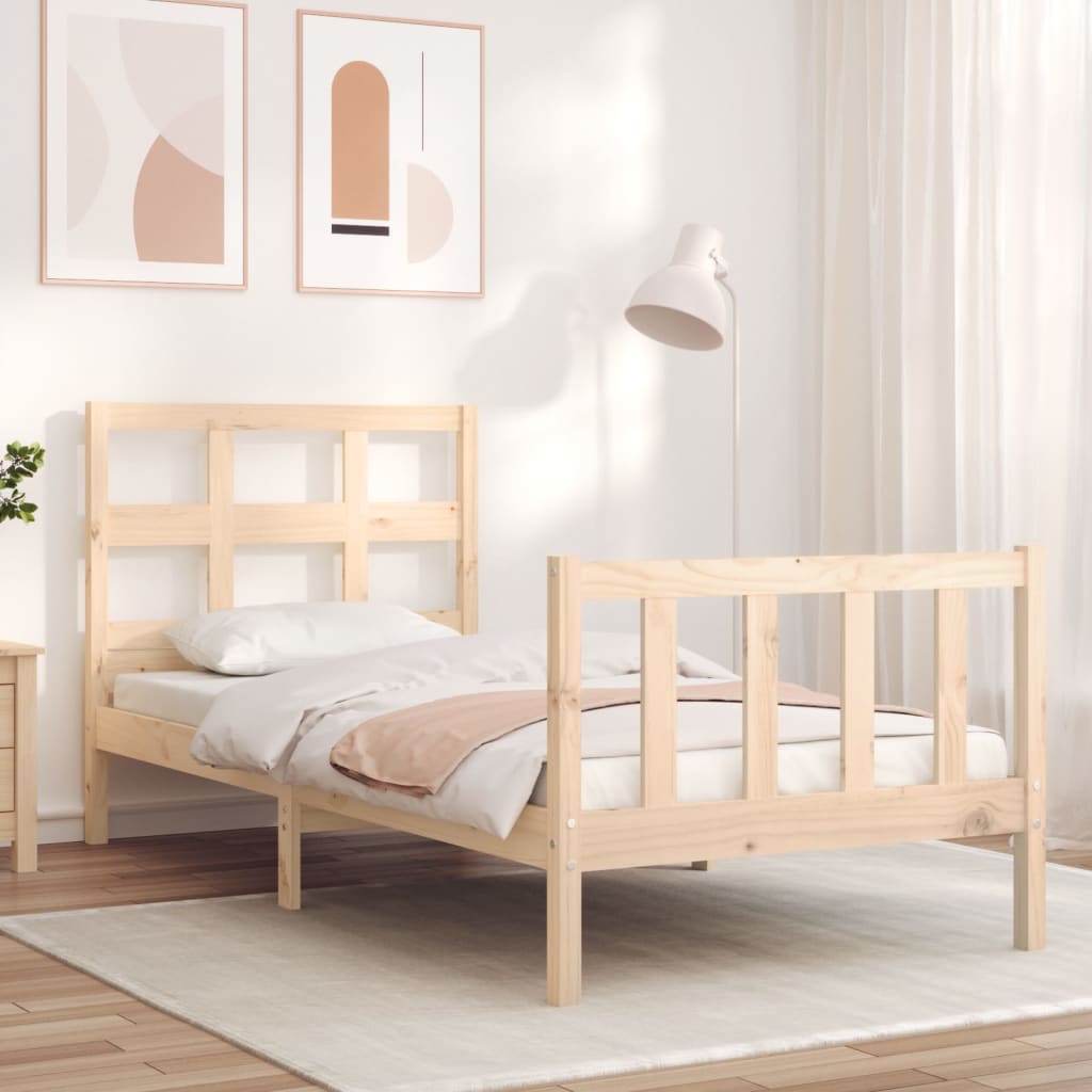 vidaXL Bedframe met hoofdbord massief hout 90x200 cm