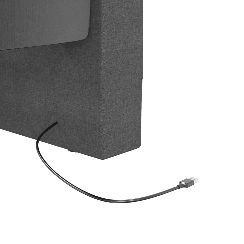 vidaXL Slaapbank met USB stof donkergrijs 90x200 cm