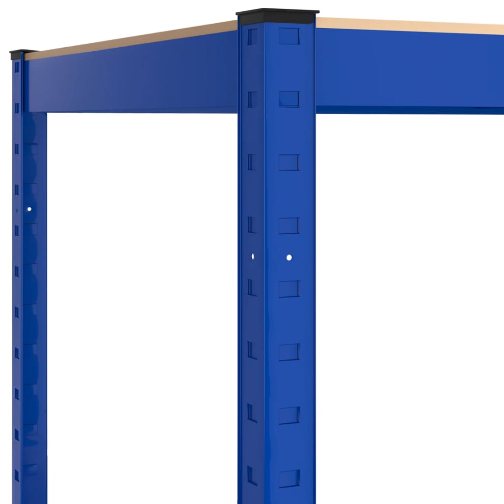 vidaXL Werktafel 5-laags met schappen staal en bewerkt hout blauw