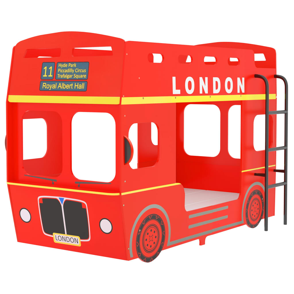 vidaXL Stapelbed Londense bus MDF rood 90x200 cm