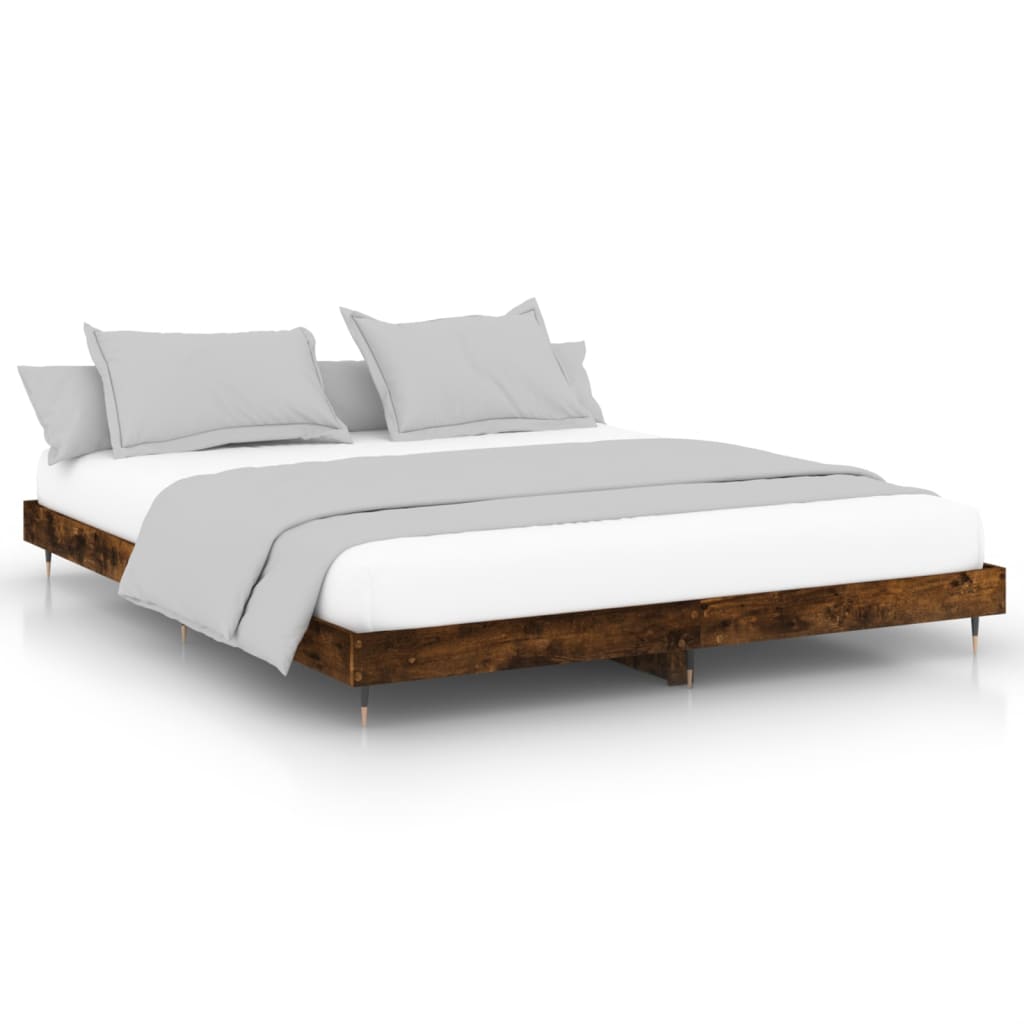 vidaXL Bedframe bewerkt hout gerookt eikenkleurig 180x200 cm