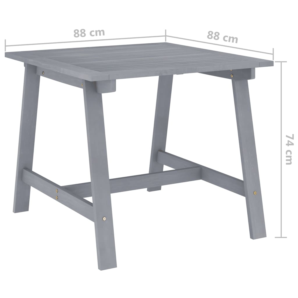 vidaXL Tuintafel 88x88x74 cm massief acaciahout grijs