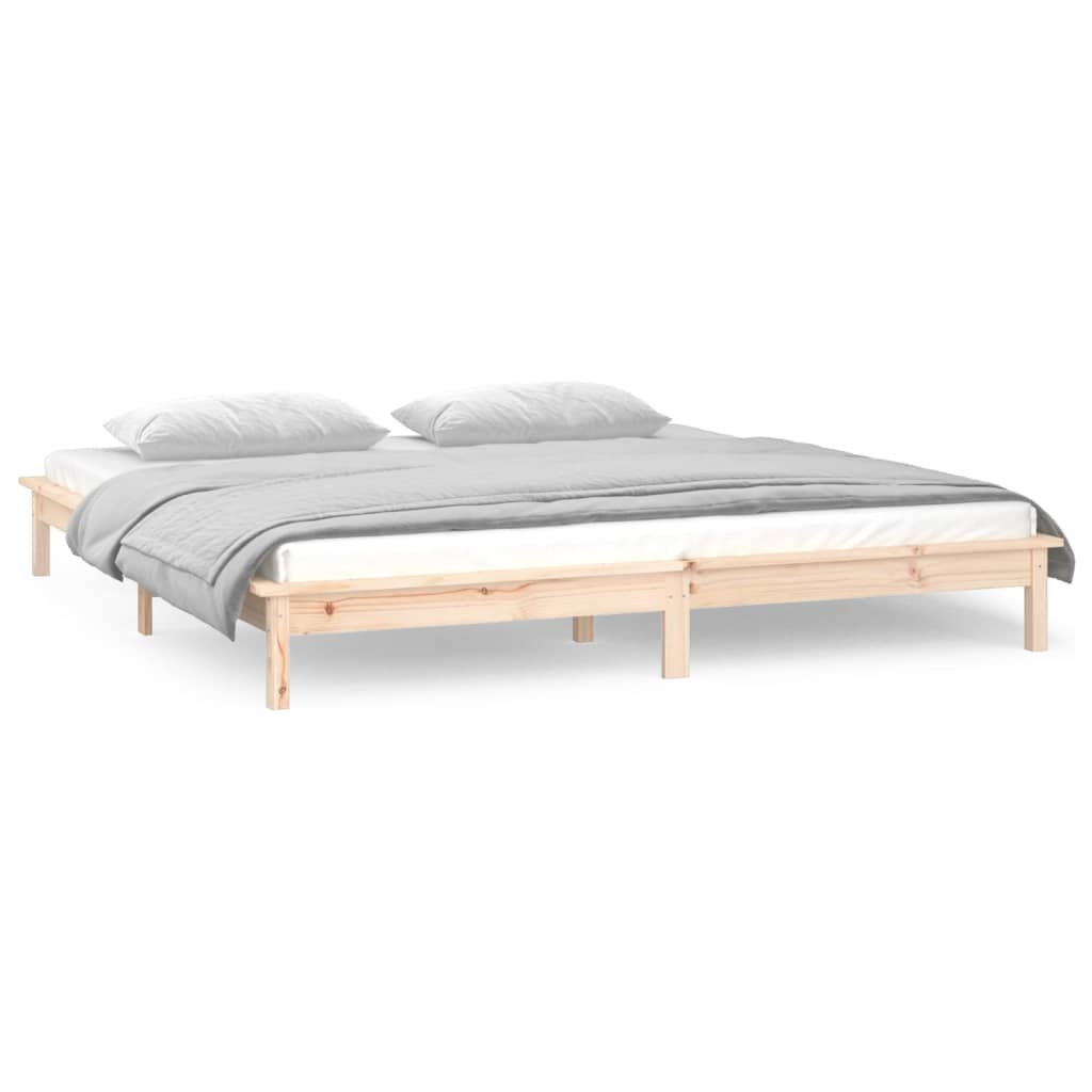 vidaXL Bedframe LED massief hout 180x200 cm