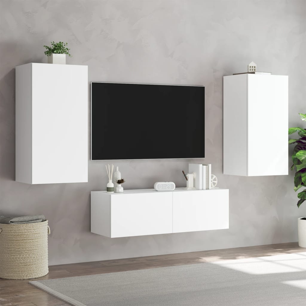 vidaXL Tv-wandmeubel met LED-verlichting 40,5x35x80 cm wit