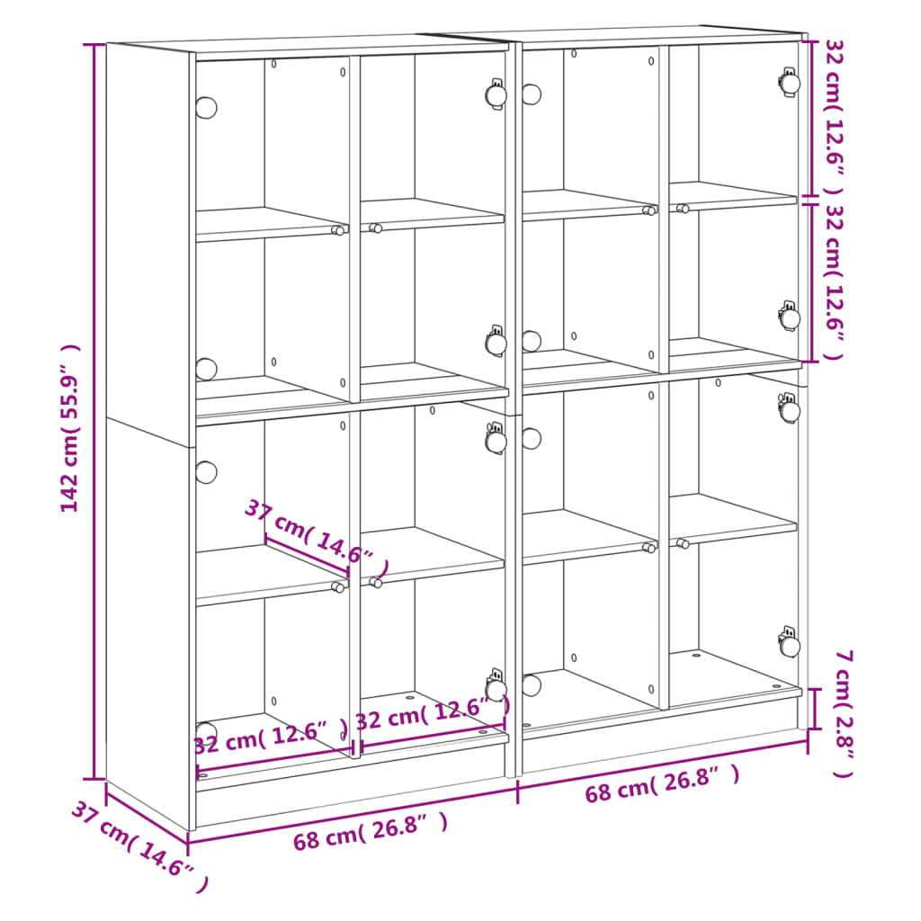 vidaXL Boekenkast met deuren 136x37x142 cm hout sonoma eikenkleurig