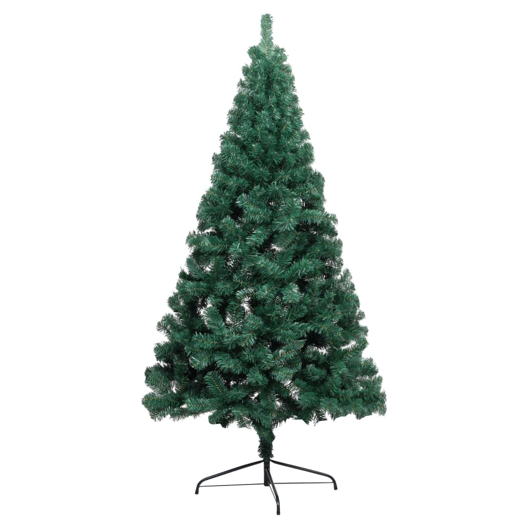 vidaXL Kunstkerstboom met verlichting half standaard 120 cm PVC groen