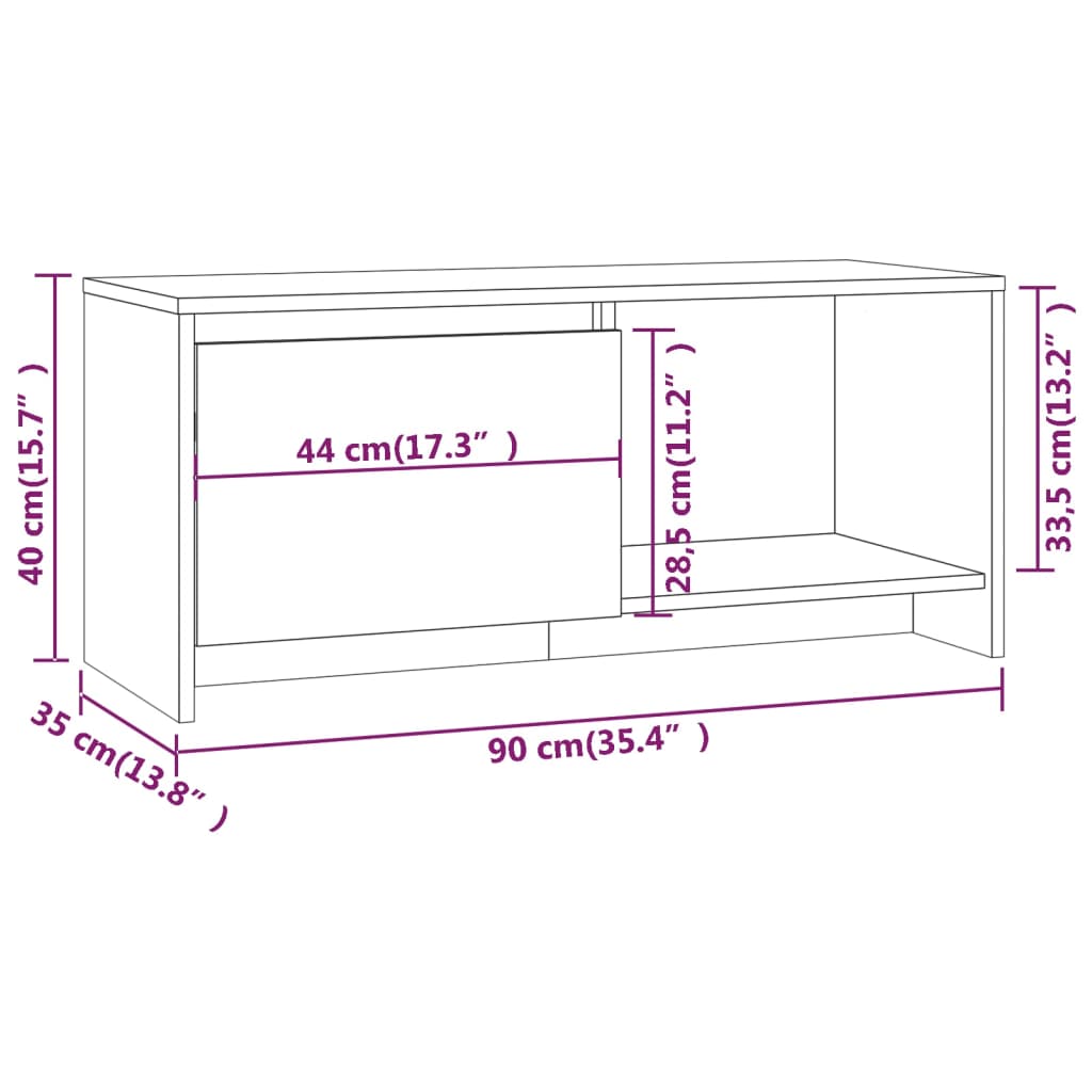 vidaXL Tv-meubel 90x35x40 cm bewerkt hout betongrijs