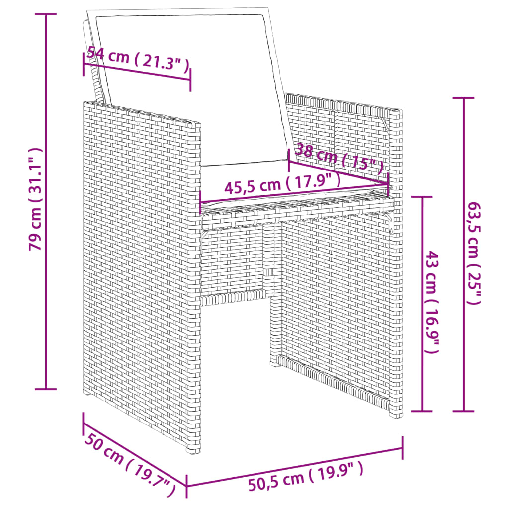 vidaXL 9-delige Tuinset poly rattan zwart