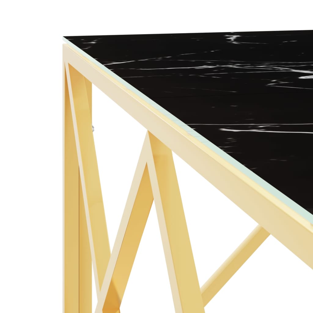 vidaXL Salontafel 80x80x40 cm roestvrij staal en glas goudkleurig