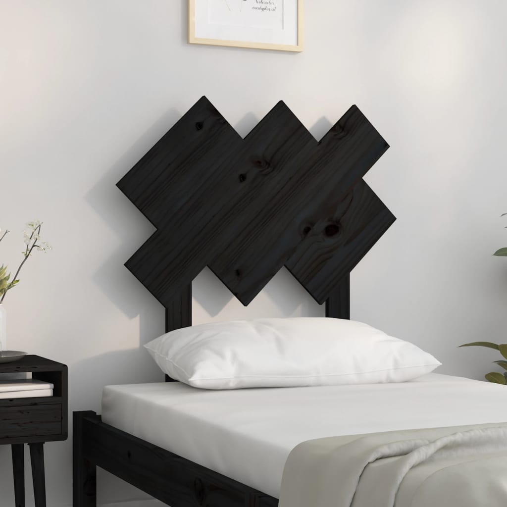 vidaXL Hoofdbord 72,5x3x81 cm massief grenenhout zwart