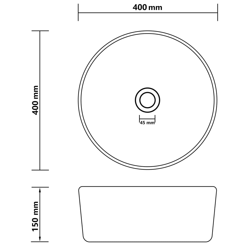 vidaXL Wastafel rond 40x15 cm keramiek mat lichtblauw