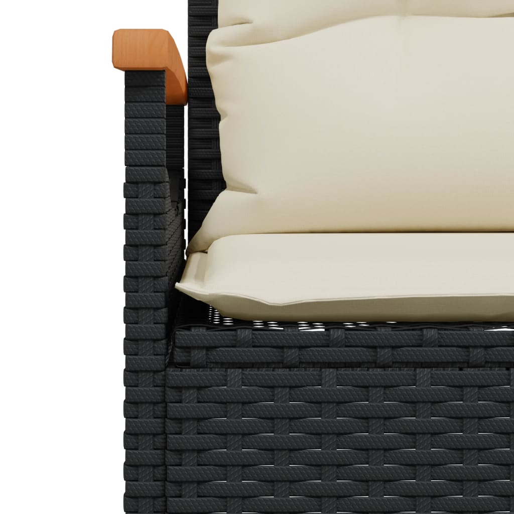 vidaXL 4-delige Loungeset met kussens poly rattan zwart