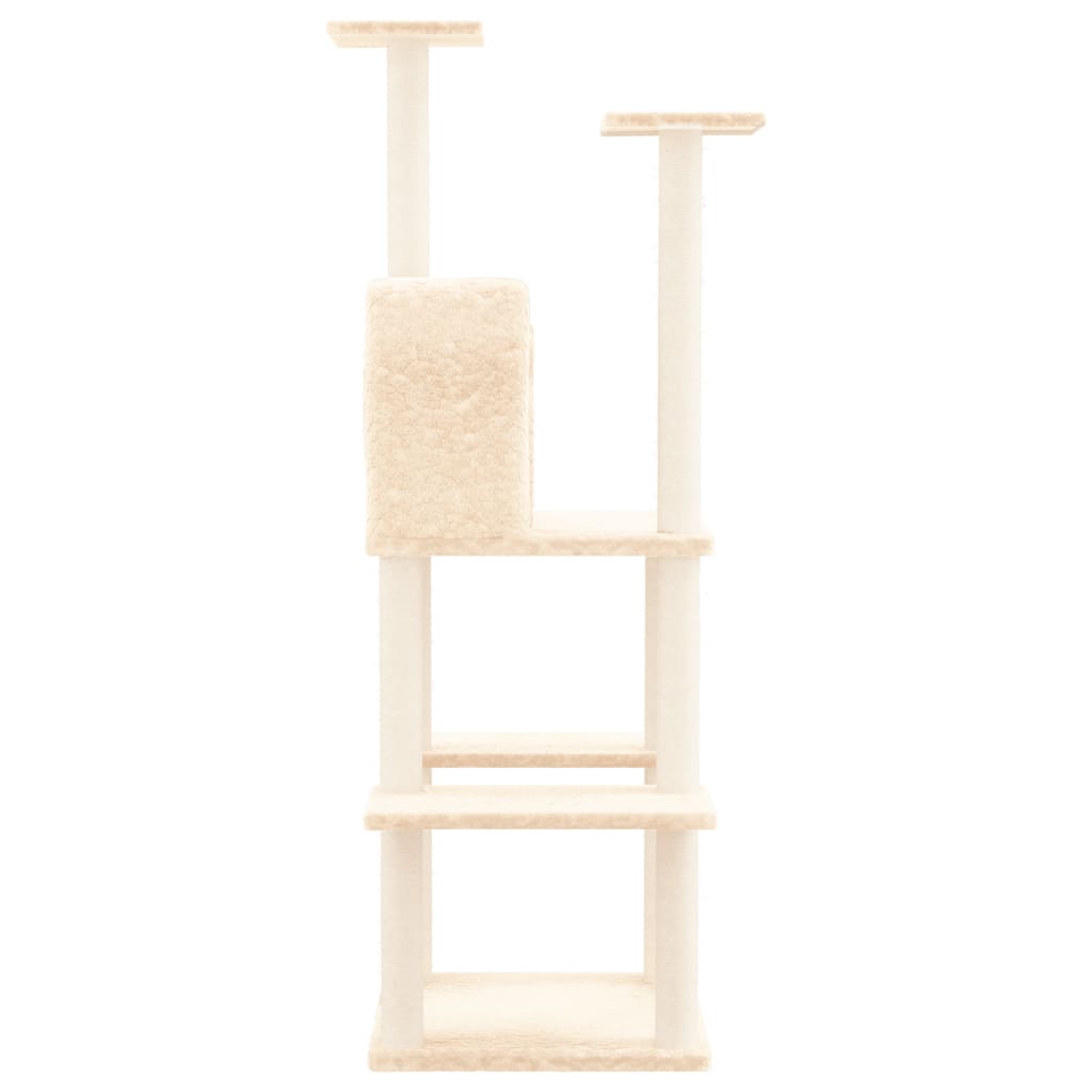 vidaXL Kattenmeubel met sisal krabpalen 144,5 cm crèmekleurig