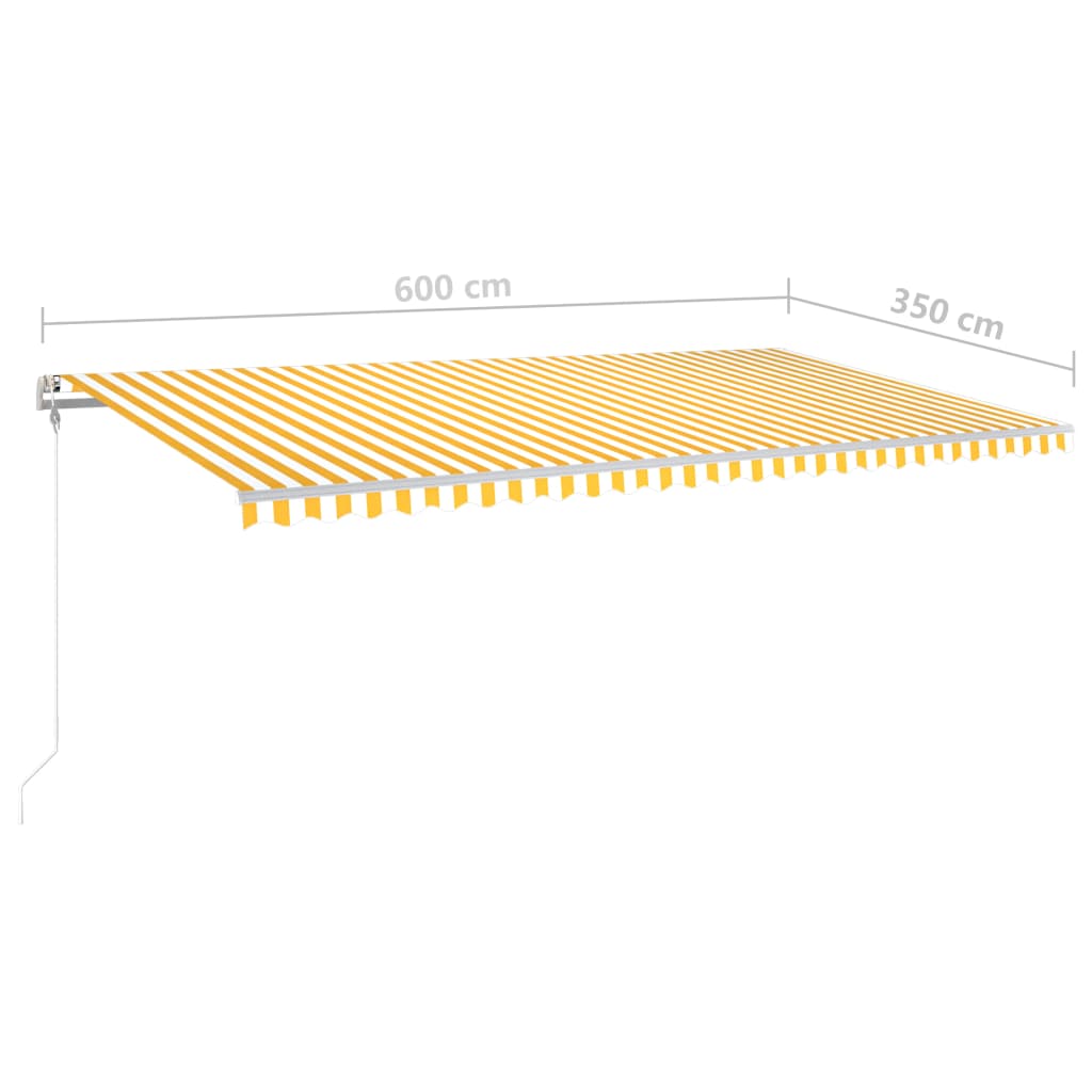 vidaXL Luifel handmatig uittrekbaar met LED 6x3,5 m geel en wit