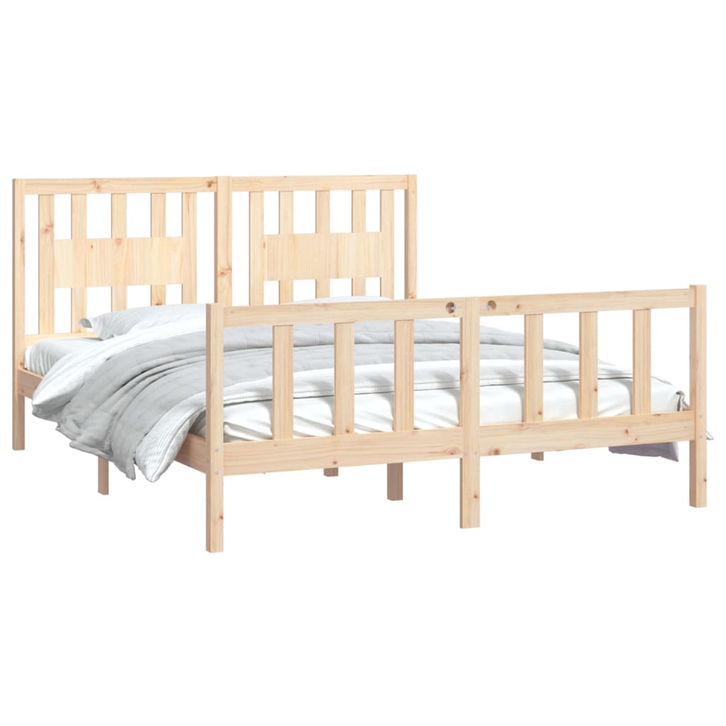 vidaXL Bedframe met hoofdbord massief grenenhout 150x200 cm